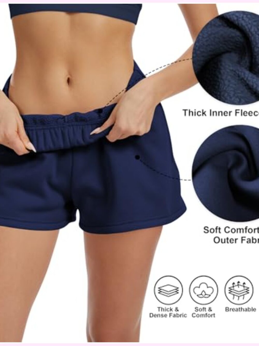 High Waisted Fleece Lined Sweat Shorts with Pockets - Picture 3 of 6